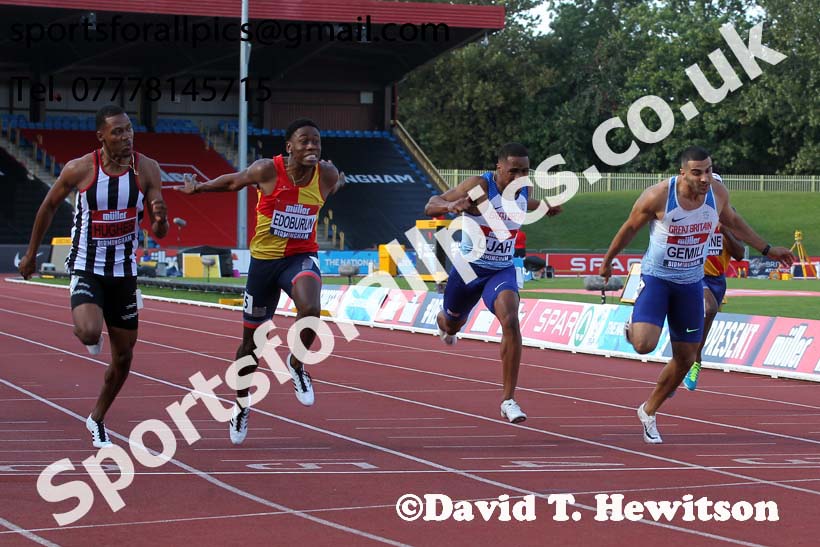Mens 100 metres, 2019 Muller British Championships, Alexander Stadium, Birmingham. Photo: David T. Hewitson/Sports for All Pics
